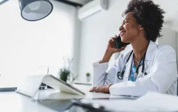 Doctor talking on the phone