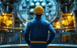 un ingénieur examine l'intérieur d'une centrale électrique