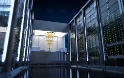 Réseau de serveurs quantiques avec machine informatique quantique dans la salle des serveurs