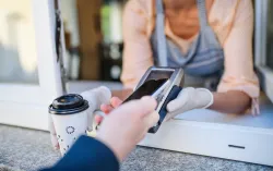 Man making fast food payment