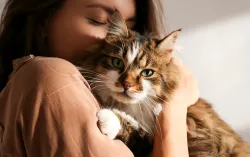 Pets at Home customer cuddling cat