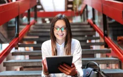 person working on tablet