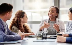 Consultants in a strategy review meeting