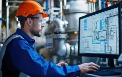 Utilities professional interacting with a digital interface.