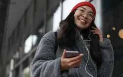 woman holding a phone