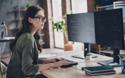woman working on a computer