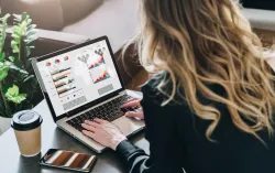 Woman working on a laptop 