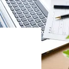 Ordinateur portable professionnel avec carnet et stylo