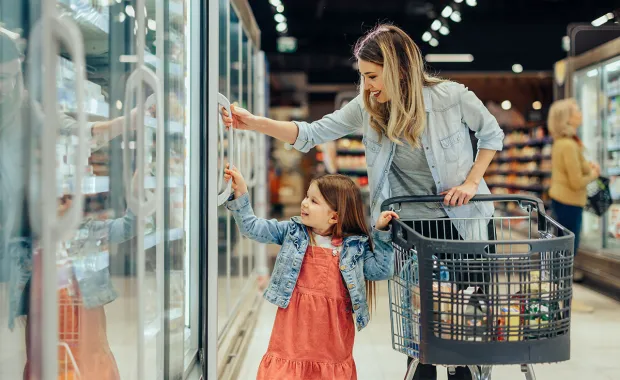 Woman and child shopping