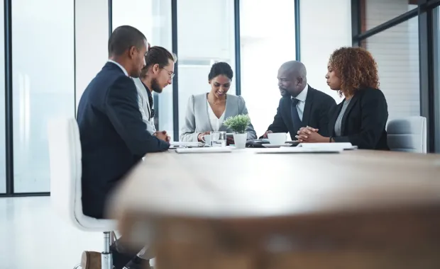 Colleagues discussing Managed IT Services