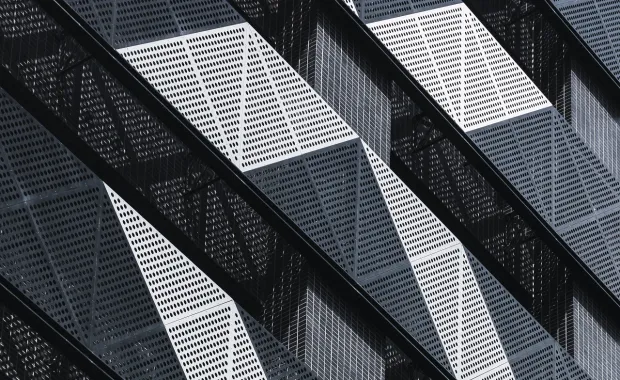 Abstract image of a metal building