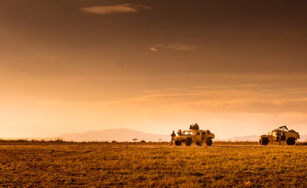 Marine corps soldiers on patrol