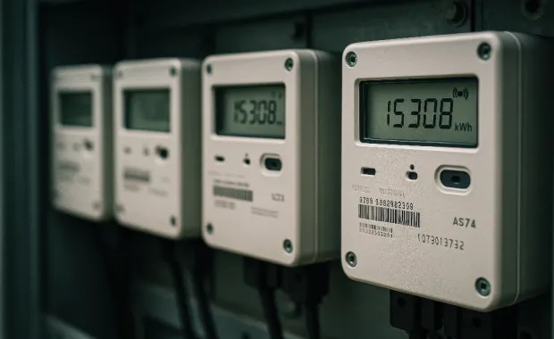row of smart meters