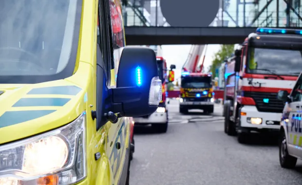 Emergency vehicles on duty