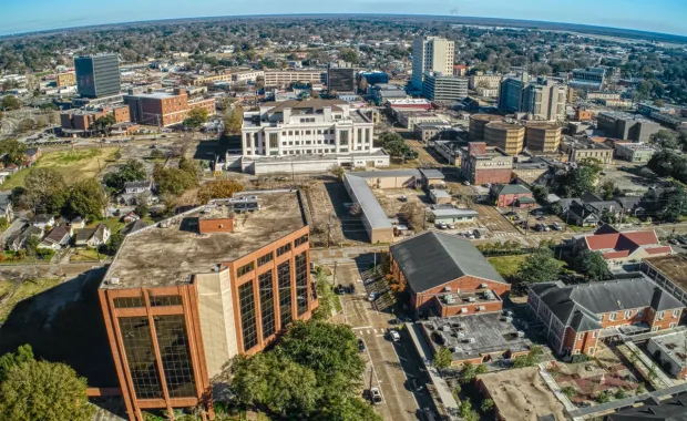 Aerial view of downtown Lafayette, LA