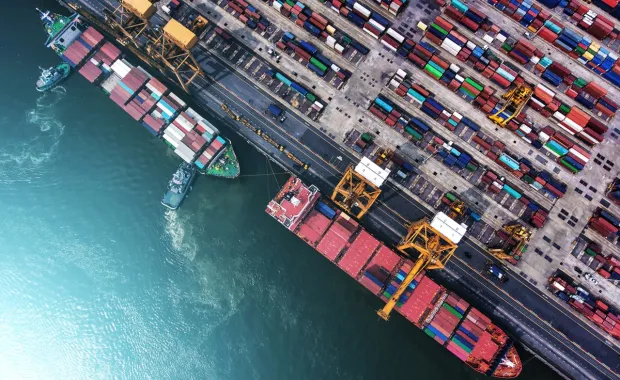 Aerial View of a Container Port