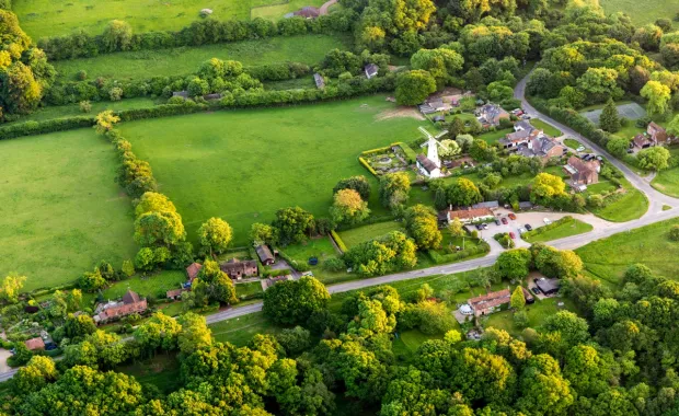 aerial view of Buckinghamshire rural village