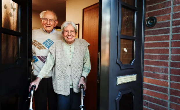 Elderly couple thriving at home
