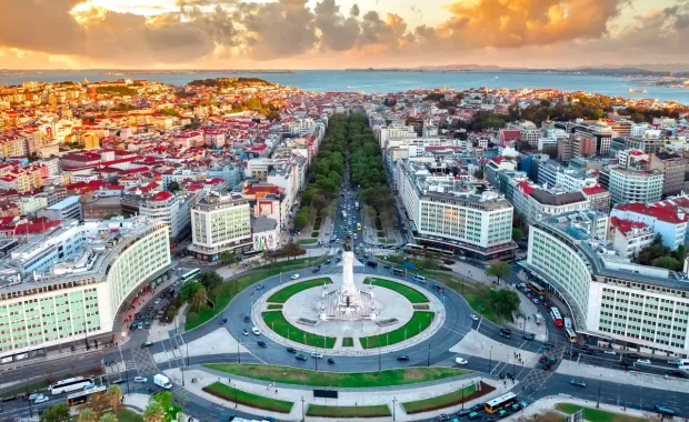 Marquis of Pombal Square in Lisbon, Portugal