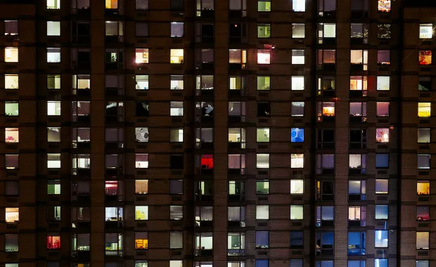 New York apartments at night