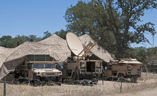 Army SATCOM in desert camouflage