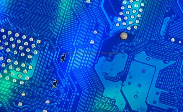 Blue and green electronic circuit board background
