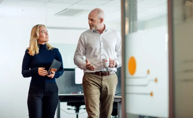 CGI partners walking and discussing managed IT services