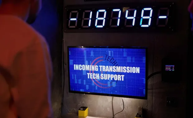 CGI cyber escape screen and countdown timer