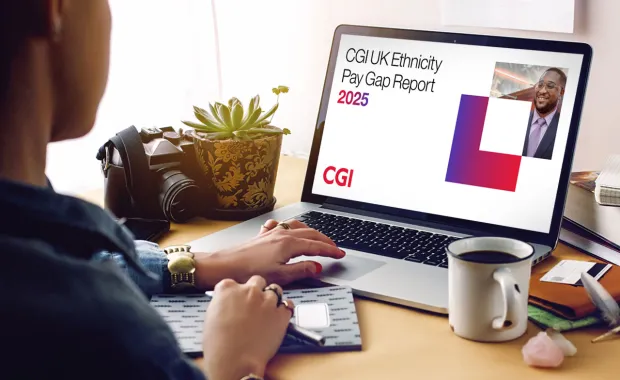 CGI UK Ethnicity pay gap report displayed on laptop screen