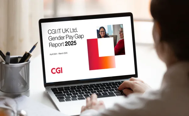CGI UK Gender Pay Gap Report 2025 displayed on computer screen