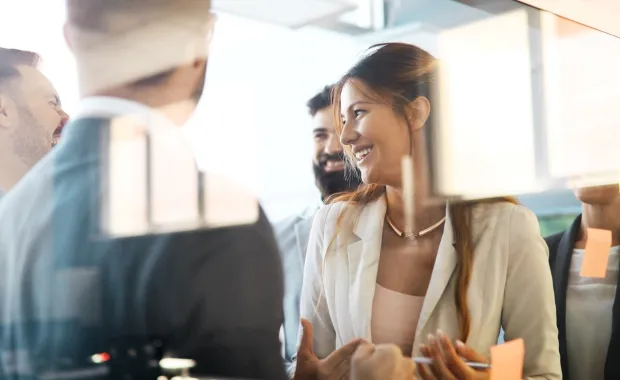 Collaboration and analysis business people in office