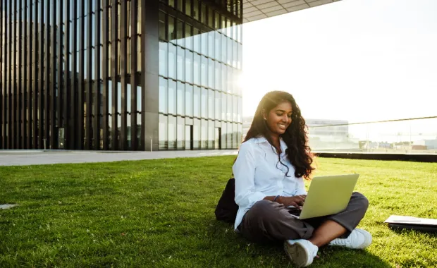 Woman working on laptop