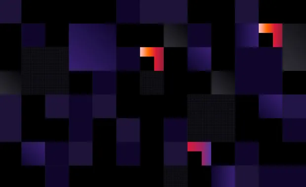 Abstract image of CGI purple and gradient cornerstones