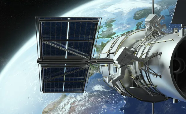 Earth and Satellite - View from Space