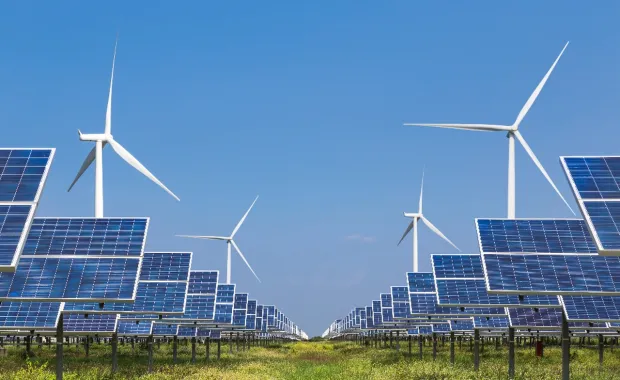 solar and wind energy farm