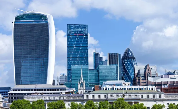 City of London cityscape with famous modern landmark skyscrapers