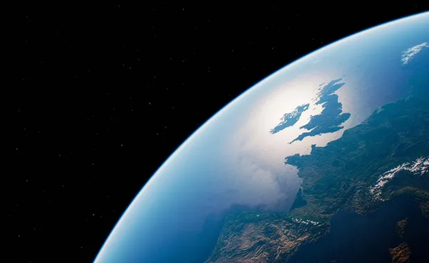 Image of Earth from space focused on UK and Europe
