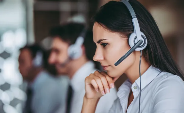 Woman working at a call center