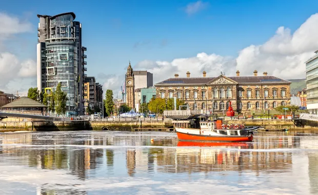 River view of city in Northern Ireland