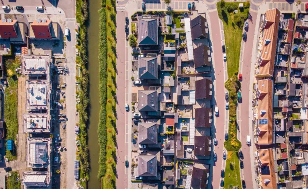 aerial view of houses