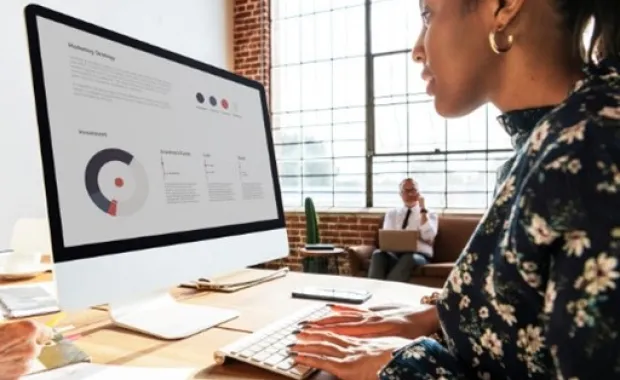 Woman working on her computer