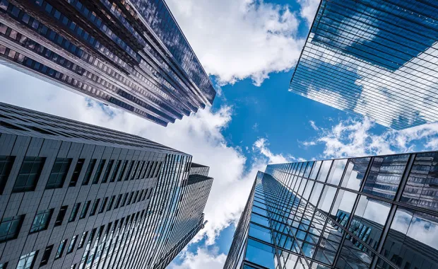 upwards angle of skyscrapers