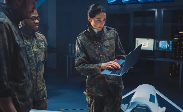 military people with laptop