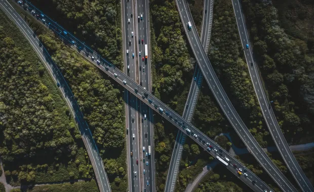 Aerial view of motorway