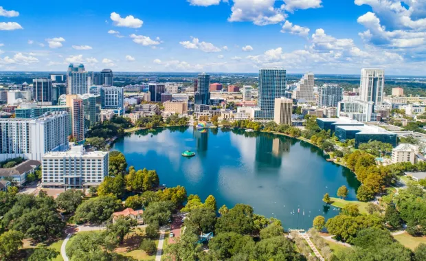Orlando Florida downtown drone skyline aerial