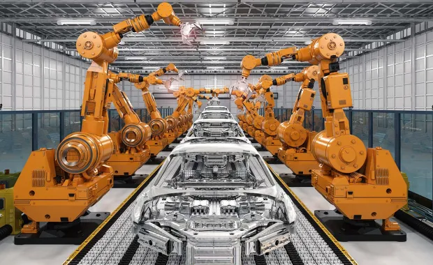 robot assembly line car factory