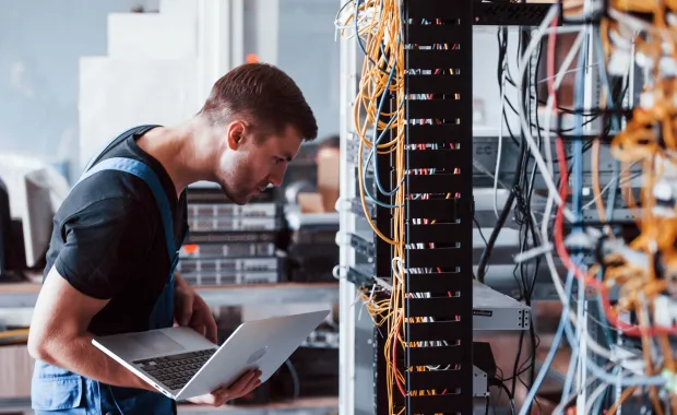 Man checking servers