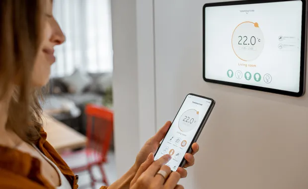 Consumer reviews smart meter data on i home screen and handheld device