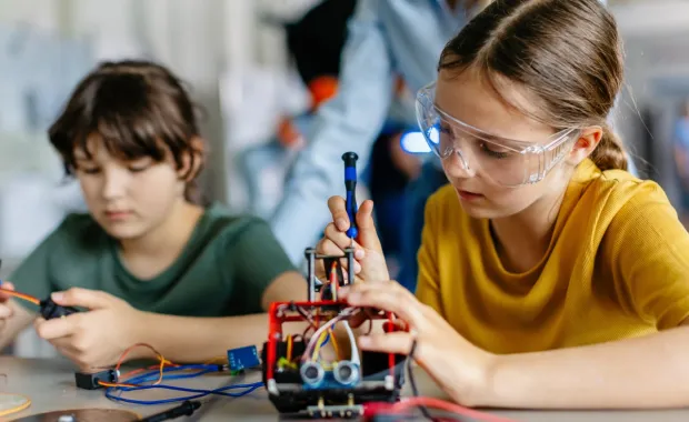 Kids busy with their STEM activity