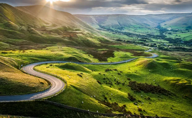 Uk Lake District road through the countryside